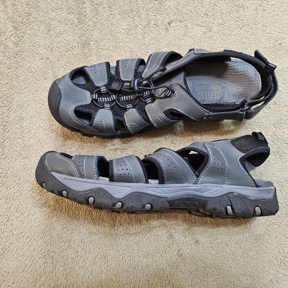 Eddie Bauer Stewart Sport Sandals Mens 13 Gray Trail Hiking Leather Gorpcore